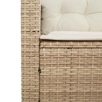 Gartensofa in L-Form mit Tisch und Kissen Beige Poly Rattan