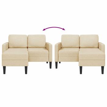 2-Sitzer-Sofa mit Chaiselongue L-Form Creme 125 cm Stoff