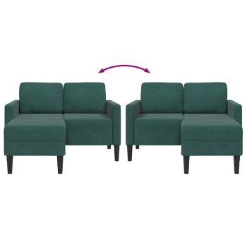 2-Sitzer-Sofa mit Chaiselongue L-Form Dunkelgrün 125 cm Samt
