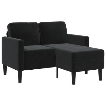 ARDEBO.de - 2-Sitzer-Sofa mit Chaiselongue L-Form Schwarz 125 cm Samt
