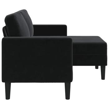 2-Sitzer-Sofa mit Chaiselongue L-Form Schwarz 125 cm Samt