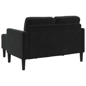 2-Sitzer-Sofa mit Chaiselongue L-Form Schwarz 125 cm Samt