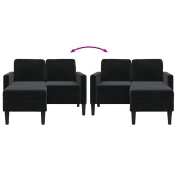 2-Sitzer-Sofa mit Chaiselongue L-Form Schwarz 125 cm Samt