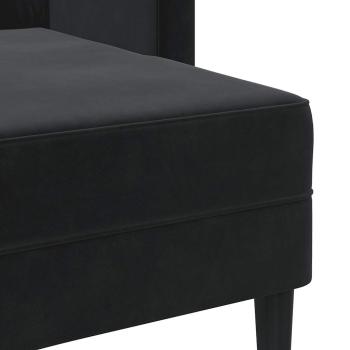 2-Sitzer-Sofa mit Chaiselongue L-Form Schwarz 125 cm Samt