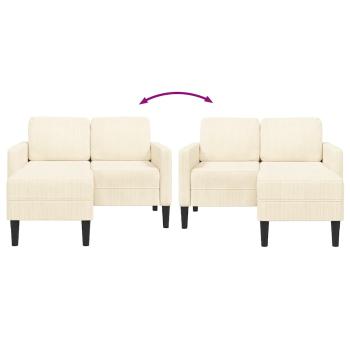 ARDEBO.de - 2-Sitzer-Sofa mit Chaiselongue L-Form Creme 125 cm Leinen
