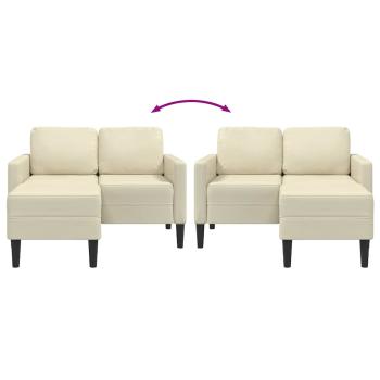 2-Sitzer-Sofa mit Chaiselongue L-Form Creme 125 cm Kunstleder