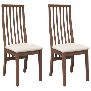 Esszimmerstühle mit Kissen 2 Stk. Braun Massivholz Gummibaum