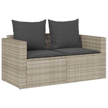 5tlg. Garten-Sofagarnitur Kissen Stapelbar Hellgrau Poly Rattan