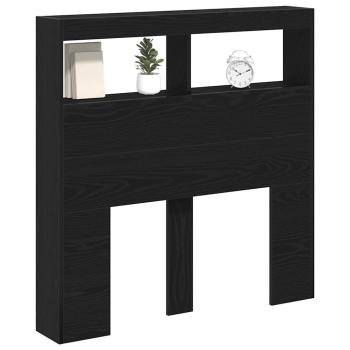 LED-Kopfteil mit Ablagen Schwarz Eichen-Optik 100x17x102 cm
