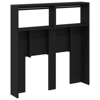 LED-Kopfteil mit Ablagen Schwarz Eichen-Optik 100x17x102 cm