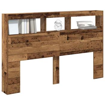 LED-Kopfteil mit Ablagen Altholz-Optik 160x17x102 cm