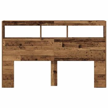 LED-Kopfteil mit Ablagen Altholz-Optik 160x17x102 cm