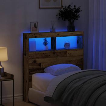ARDEBO.de - LED-Kopfteil mit Ablagen Altholz-Optik 100x17x102 cm
