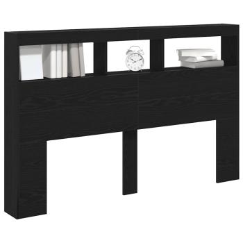 LED-Kopfteil mit Ablagen Schwarz Eichen-Optik 160x17x102 cm