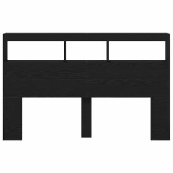 LED-Kopfteil mit Ablagen Schwarz Eichen-Optik 160x17x102 cm