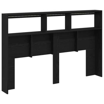 LED-Kopfteil mit Ablagen Schwarz Eichen-Optik 160x17x102 cm