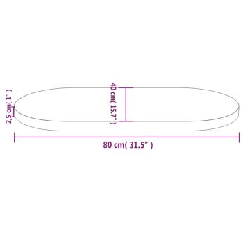 Tischplatte Weiß 80x40x2,5 cm Massivholz Kiefer Oval