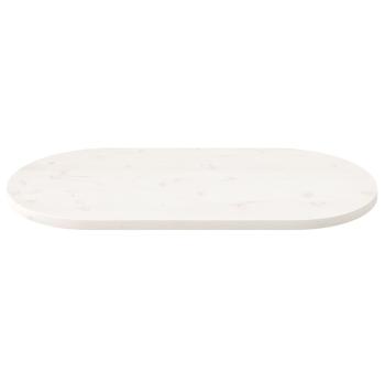 Tischplatte Weiß 110x55x2,5 cm Massivholz Kiefer Oval