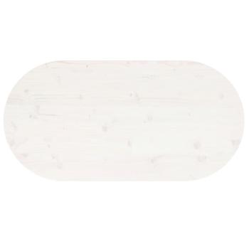 Tischplatte Weiß 110x55x2,5 cm Massivholz Kiefer Oval