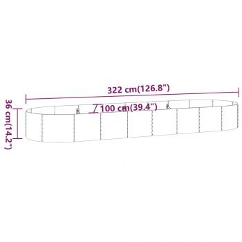 Hochbeet Pulverbeschichteter Stahl 322x100x36 cm Braun