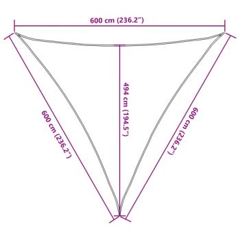 Sonnensegel 160 g/m² Creme 6x6x6 m HDPE