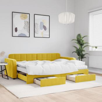 ARDEBO.de - Tagesbett Ausziehbar mit Schubladen Gelb 80x200 cm Samt