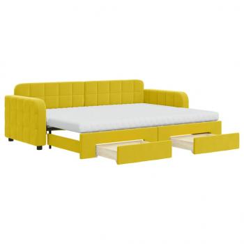 Tagesbett Ausziehbar mit Schubladen Gelb 80x200 cm Samt