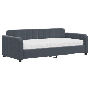 Tagesbett mit Matratze Dunkelgrau 90x190 cm Samt