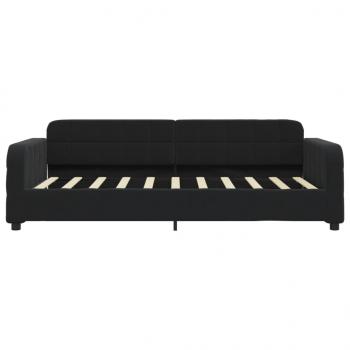 Tagesbett Ausziehbar mit Schubladen Schwarz 90x190 cm Samt