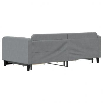 Tagesbett Ausziehbar mit Schubladen Hellgrau 100x200 cm Stoff