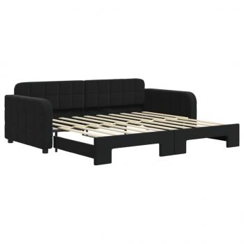 Tagesbett Ausziehbar Schwarz 90x190 cm Samt