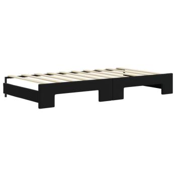 Tagesbett Ausziehbar Schwarz 90x190 cm Samt