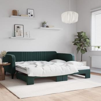 ARDEBO.de - Tagesbett Ausziehbar Dunkelgrün 100x200 cm Samt