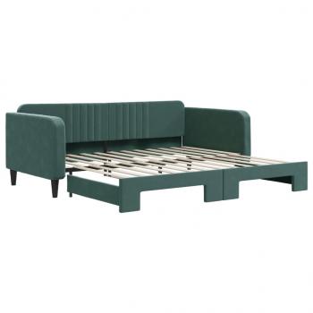 Tagesbett Ausziehbar Dunkelgrün 100x200 cm Samt