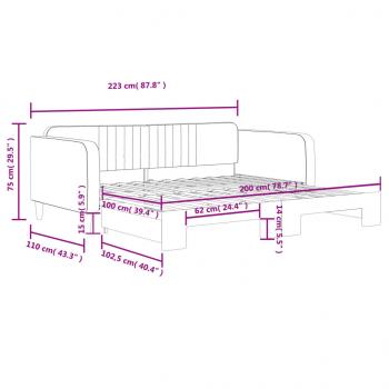 Tagesbett Ausziehbar Dunkelgrün 100x200 cm Samt