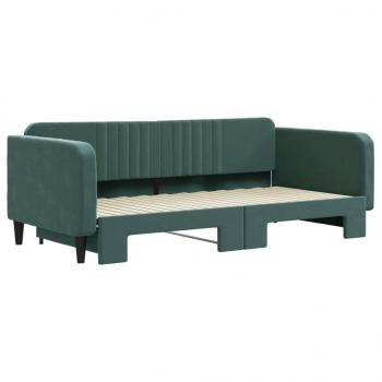 Tagesbett Ausziehbar Dunkelgrün 100x200 cm Samt