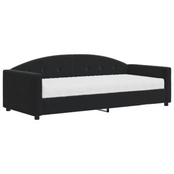 Tagesbett mit Matratze Schwarz 90x190 cm Samt