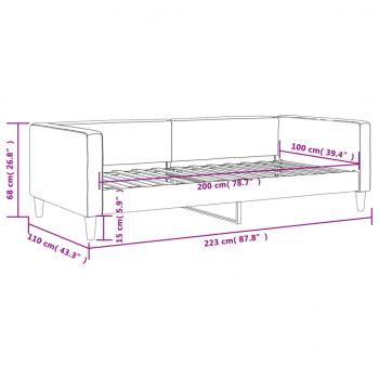Tagesbett Taupe 100x200 cm Stoff