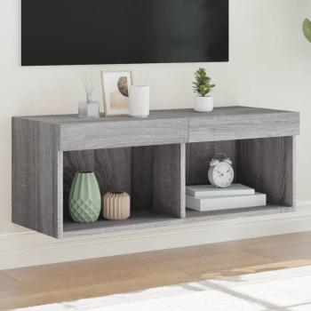 ARDEBO.de - TV-Schrank mit LED-Leuchten Grau Sonoma 80x30x30 cm
