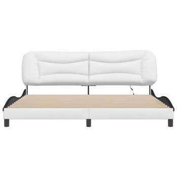 Bettgestell mit LED Weiß und Schwarz 200x200 cm Kunstleder