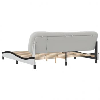 Bettgestell mit LED Weiß und Schwarz 200x200 cm Kunstleder