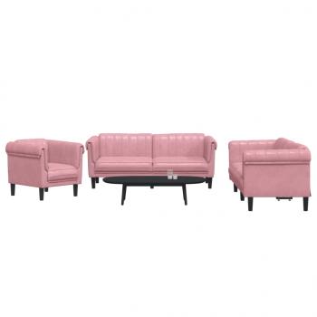 ARDEBO.de - 3-tlg. Sofagarnitur Rosa Samt
