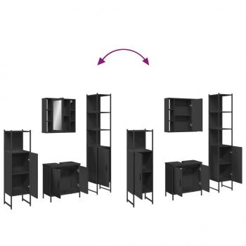 4-tlg. Badmöbel-Set Schwarz Holzwerkstoff