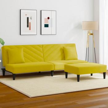 ARDEBO.de - 2-tlg. Sofagarnitur mit Kissen Gelb Samt