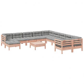 12-tlg. Garten-Sofagarnitur mit Kissen Massivholz Douglasie