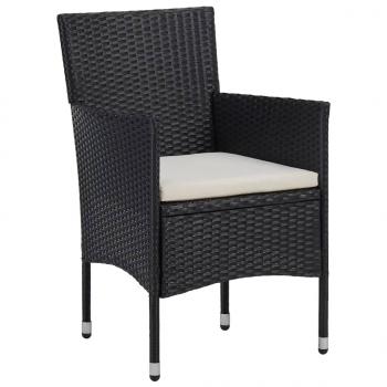 3-tlg. Bistro-Set Poly-Rattan und Hartglas Schwarz