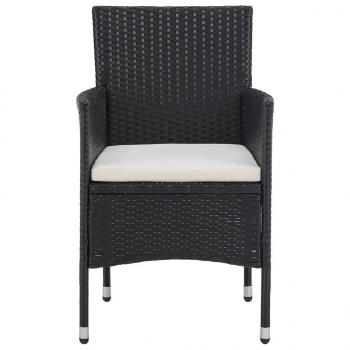 3-tlg. Bistro-Set Poly-Rattan und Hartglas Schwarz