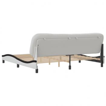 Bettgestell mit Kopfteil Weiß und Schwarz 200x200 cm Kunstleder