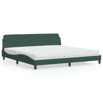 ARDEBO.de - Bett mit Matratze Dunkelgrün 200x200 cm Samt