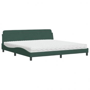 Bett mit Matratze Dunkelgrün 200x200 cm Samt